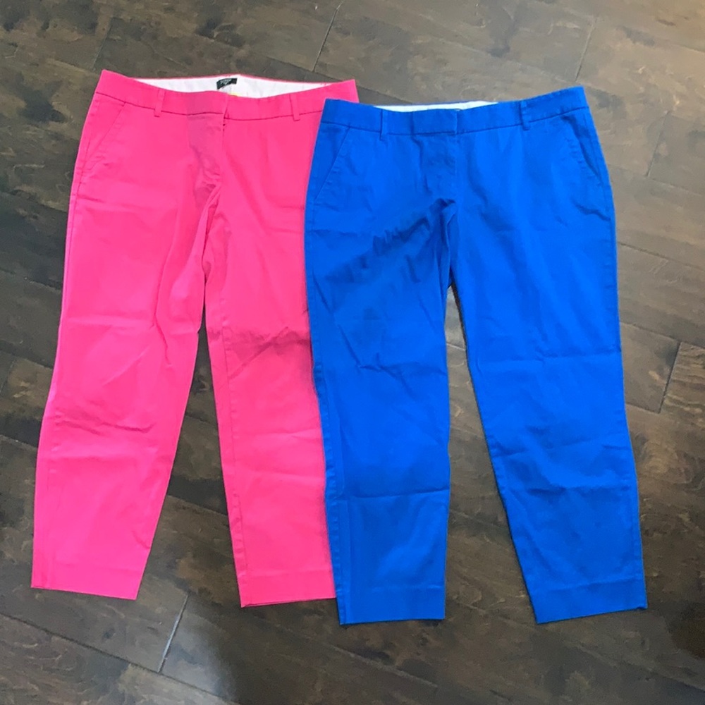 Blue and Pink J. Crew City Fit Cropped Pants